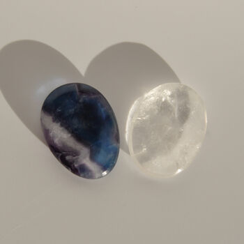 Rainbow Fluorite And Quartz Worry Stone Duo For Success, 2 of 3