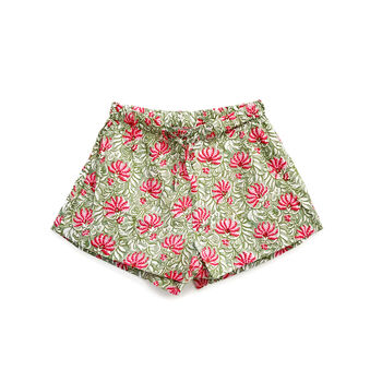 Sleep Shorts Jaipur Green And Pink, 2 of 2