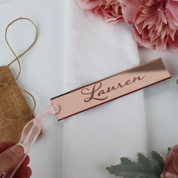 Rose Gold Mirrored Table Settings Favour Bookmark, 6 of 6