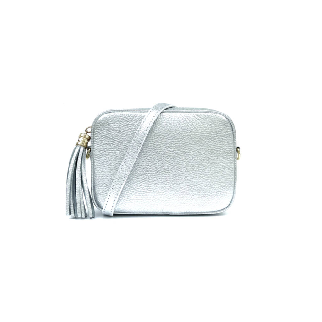 Silver Leather Crossbody Bag By Apatchy