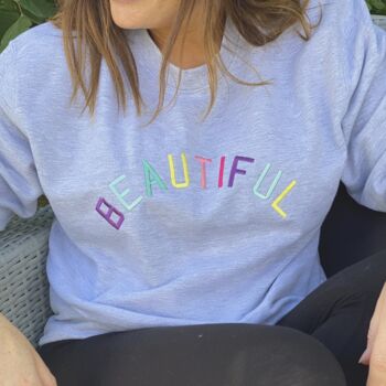 'Beautiful' Embroidered Sweatshirt, 2 of 3