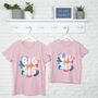 Bright Abstract Big Sis Lil Sis Pink T Shirt Set, thumbnail 1 of 4