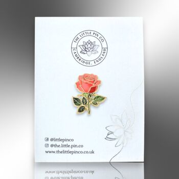 Romantic Red Pink Rose Enamel Lapel Pin Brooch, 4 of 8