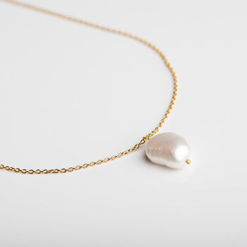 Baroque Pearl Necklace On A Gold Plated Chain, 2 of 7