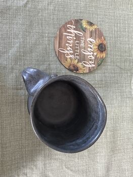 Handmade Porcelain Mug Matte Charcoal Finish, 340ml Artisan Cup, 2 of 5