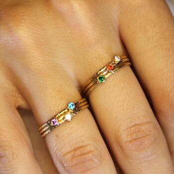 14k Gold Filled Birthstone Stacking Rings, 2 of 4