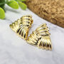 Large Gold Plated Textured Triangle Earrings, thumbnail 1 of 5