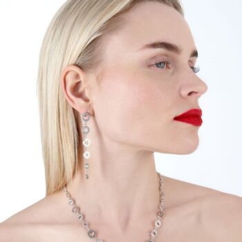 Sterling Silver Art Deco Halo Drop Earrings – White Topaz Statement Jewellery – Long Elegant Designer Gift For Her, 2 of 12