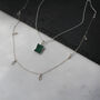 Malachite Square Pendant Necklace 9ct Gold Or Silver, thumbnail 4 of 5