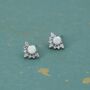 Sterling Silver Vintage White Opal Flower Cz Stud Earrings, thumbnail 1 of 10