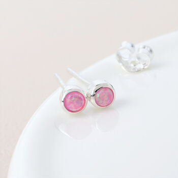 Sterling Silver Pink Opal Micro Stud Earrings – 3mm, 5 of 7