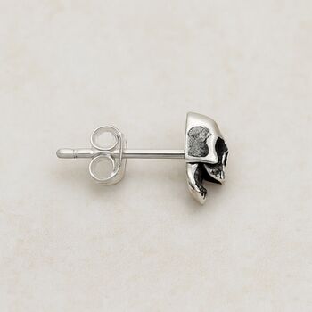 Sterling Silver Skull Stud Earrings, 4 of 6
