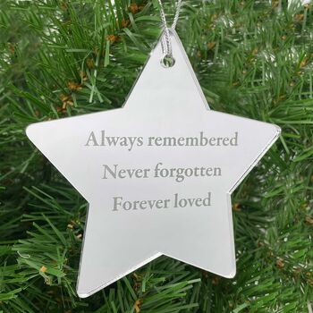 Memorial Mirrored Acrylic Star Hanging Decoration, 3 of 5