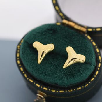 Shark Tooth Design Stud Earrings In Sterling Silver, 4 of 9