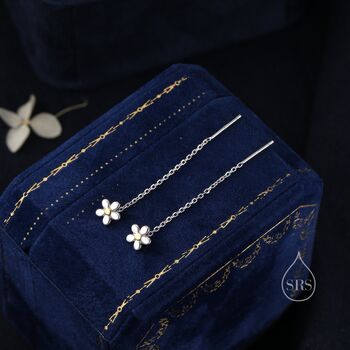 Sterling Silver Tiny Forget Me Not Flower Ear Threaders, 6 of 10