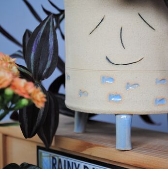 Smiley Face Personalised Blue Fish Plant Pot, 2 of 6