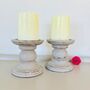 Pair Of Vintage Hand Painted Pillar Candlesticks ~ 15, thumbnail 1 of 4