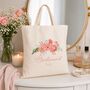 Personalised Coral Floral Bridesmaid Tote Bag Shopper, thumbnail 3 of 6