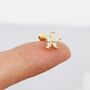Sterling Silver Cz Flower Barbell Earrings, thumbnail 4 of 12