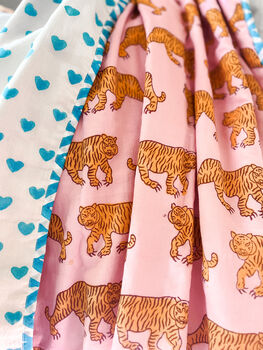 Handmade Block Print Dohar Blanket | Pink Tiger, 3 of 5