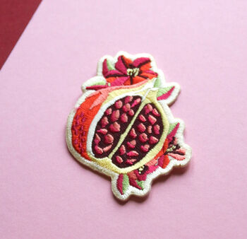 Pomegranate Iron On Embroidered Patch, 2 of 3