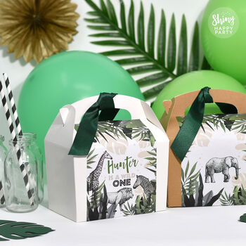 Personalised Mono Jungle Safari Birthday Party Gift Box, 2 of 7