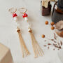 Xl Length Mushroom And Quartz Tassel Drop Hoop Earrings, thumbnail 1 of 3