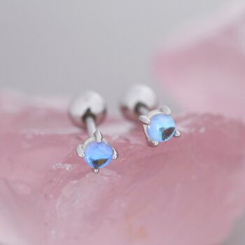 Sterling Silver Moonstone Screw Back Earrings, 3 of 12