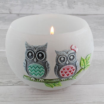 Owl Figure, Owls Couple Ball, Pillar, Tea Light Candles, 9 of 10