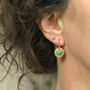 Turquoise Gold Disc Earrings, thumbnail 9 of 12