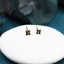 Sterling Silver Black Cz Flower Stud Earrings, thumbnail 3 of 12