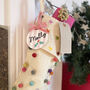 Christmas Stocking Tag Striped With Holly Design, thumbnail 1 of 10