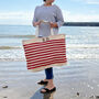 Personalised Monogram Red Stripe Beach And Shopping Bag, thumbnail 1 of 6