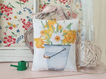 Daffodil Flower Illustration Fabric Gift Pillow, 5 of 12