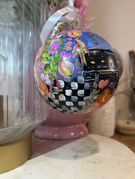 Hand Painted Wedding Venue Bauble – Custom Illustration With Couple’s Names And Date, 12 of 12