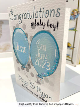 Personalised Balloons Baby Twins New Grandparents Card, 9 of 10