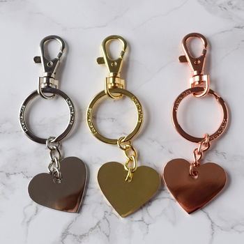 Personalised Engraved Link Chain Heart Keyring By The Alphabet Gift Shop