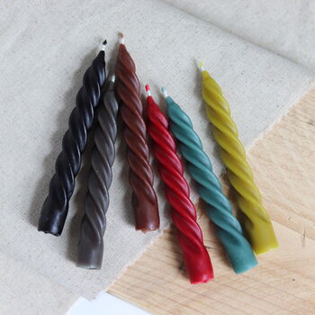 Spiral Beeswax Taper Candles | Seasonal Colours, 3 of 6