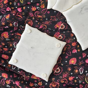 Marble Set Of Four Coasters Square Gold Outlines, 12 of 12