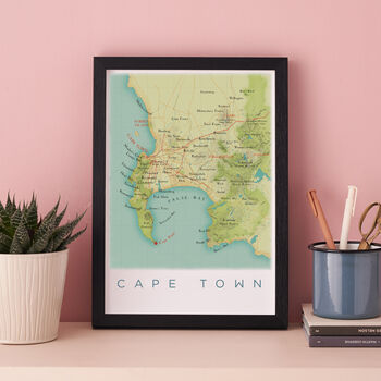 Framed And Personalised Cape Town Map Print, 3 of 5