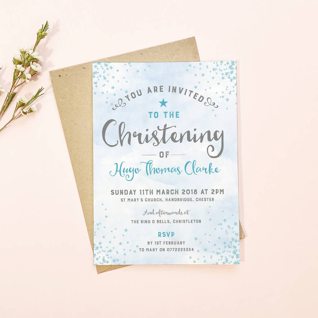 Star Personalised Christening Invitations By Project Pretty |  