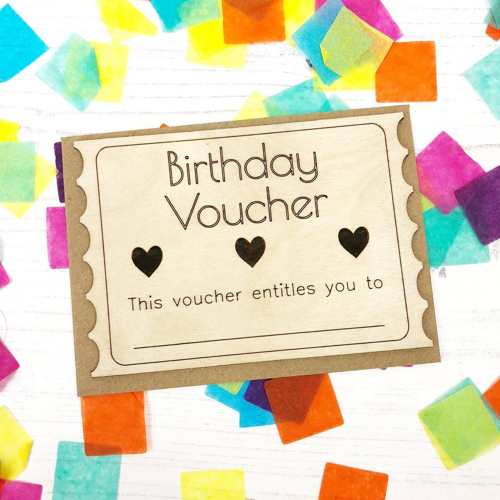 'birthday Voucher' Wooden Card By Jayne Tapp Design