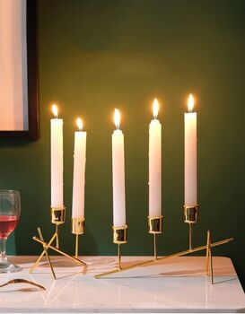 Three Arms Metal Candlestick Taper Candle Holder Stand, 3 of 7