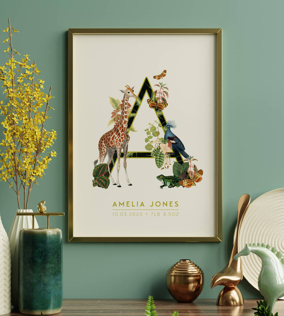 Personalised Jungle Animal Initial Letter Giclee Print, 1 of 11