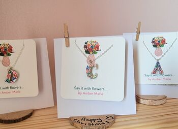 Floral Hand Painted Initial Letter Necklace Gift, 4 of 11