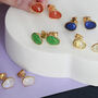 18ct Gold Vermeil Cabochon Gemstone Stud Earrings, thumbnail 3 of 5