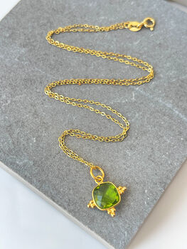Peridot Gold Vermeil Necklace August Birthstone Gift, 3 of 3