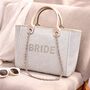 Sparkly Block Letters Bride Stone Large Chain Initial Tote Bags, thumbnail 1 of 3