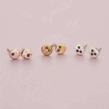 Textured Confetti Birthstone Stud Earrings, 7 of 11