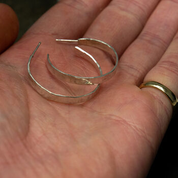 Hammered Sterling Silver Hoops, 2 of 4